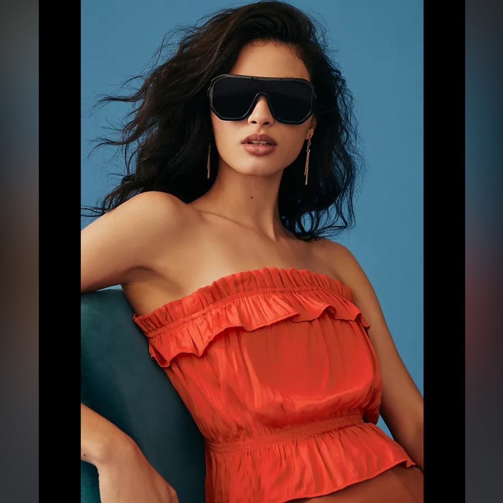 Anthropologie Strapless Top, Coral Red, Size Medium